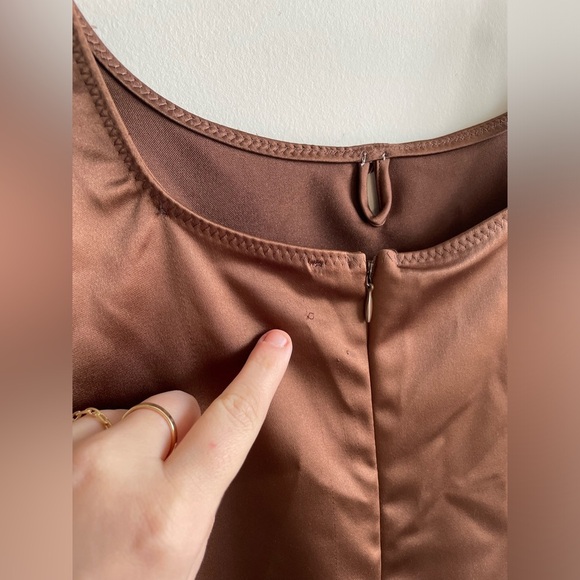 Zara Dresses | Satin Effect Slip Dress | Color: Brown Size S - Picture 6 of 9